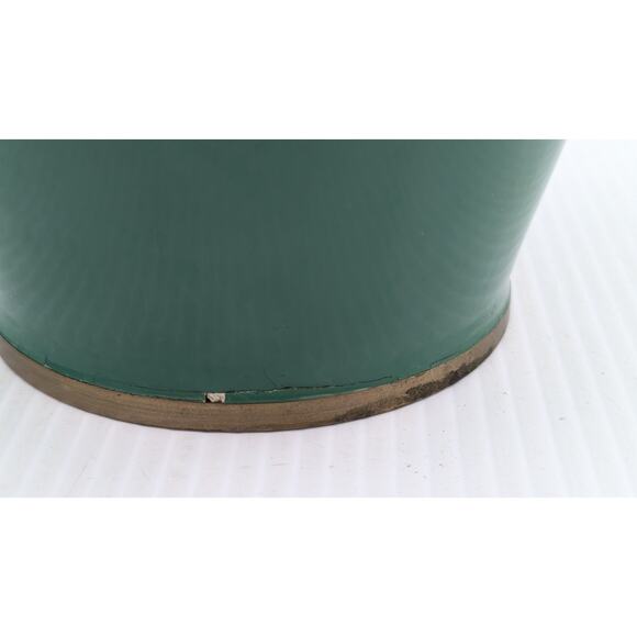 Green Enamel Brass Cloisonne Mother of Pearl Flower Bird Inlay Vase 10" Vintage - Picture 9 of 11